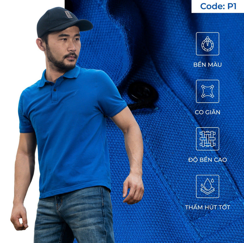 Áo Polo Nam P1 Xanh Cobal